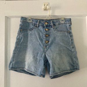 high waisted button fly jean shorts